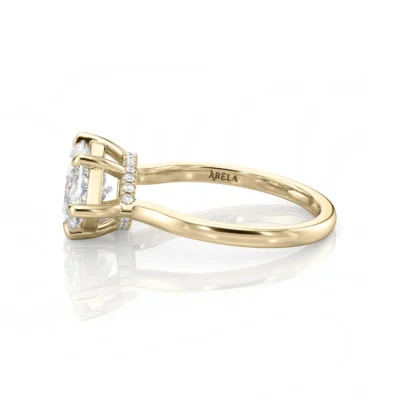 Inel de Logodnǎ – Moissanite Marquise East-West Hidden Halo