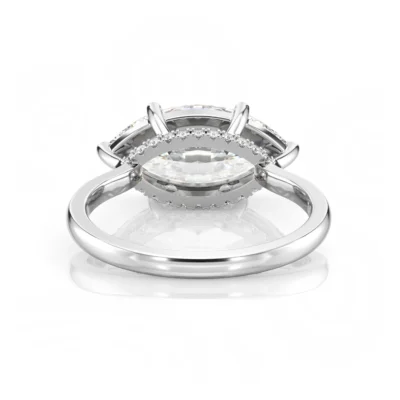 Inel de Logodnǎ – Diamant de Laborator Marquise East-West Hidden Halo
