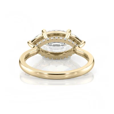 Inel de Logodnǎ – Moissanite Marquise East-West Hidden Halo