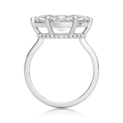 Inel de Logodnǎ – Diamant de Laborator Marquise East-West Hidden Halo