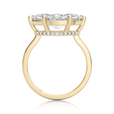 Inel de Logodnǎ – Moissanite Marquise East-West Hidden Halo