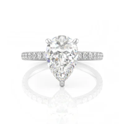 Inel de Logodnǎ – Diamant de Laborator Pear Pave