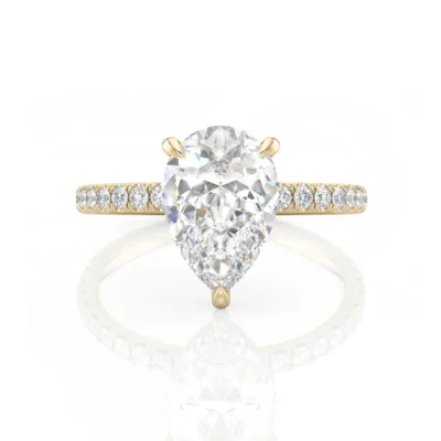 Inel de Logodnǎ – Moissanite Pear Pave
