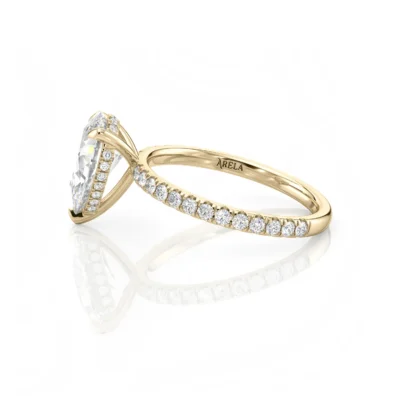 Inel de Logodnǎ – Moissanite Pear Pave
