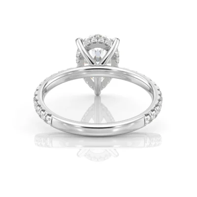 Inel de Logodnǎ – Diamant de Laborator Pear Pave