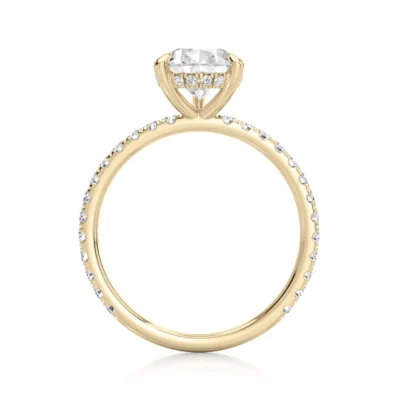 Inel de Logodnǎ – Moissanite Pear Pave